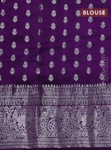 Banarasi poona silk saree teal green with zari woven buttas and long zari woven border
