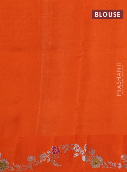 Banarasi poona silk saree orange with zari woven buttas and zari woven border