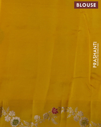 Banarasi poona silk saree yellow with allover zari woven buttas and zari woven border