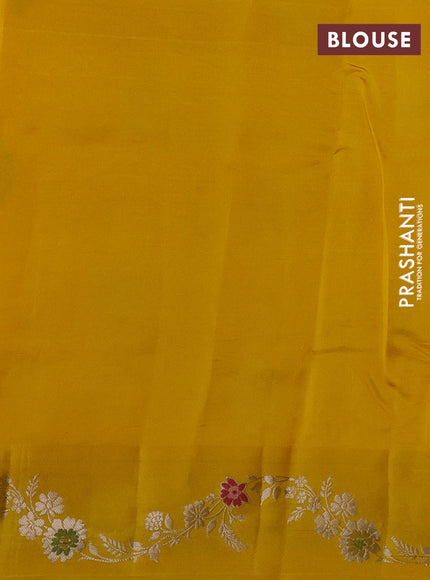 Banarasi poona silk saree yellow with allover zari woven buttas and zari woven border
