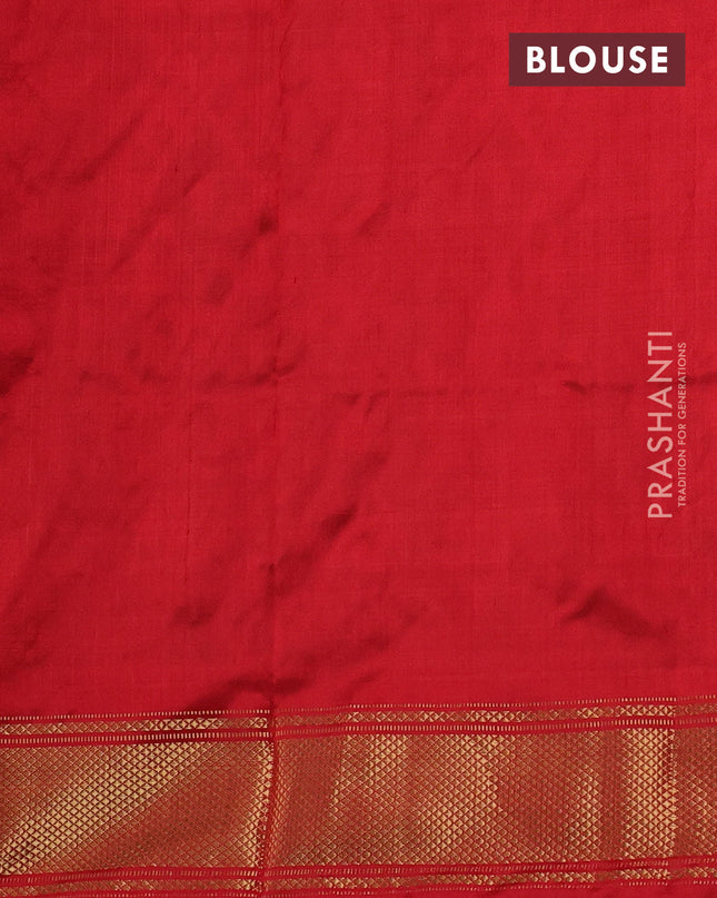 Pochampally silk saree red shade and red with allover ikat weaves and zari woven border