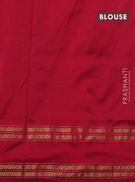 Pochampally silk saree green and pink with thread woven buttas and zari woven ikat border