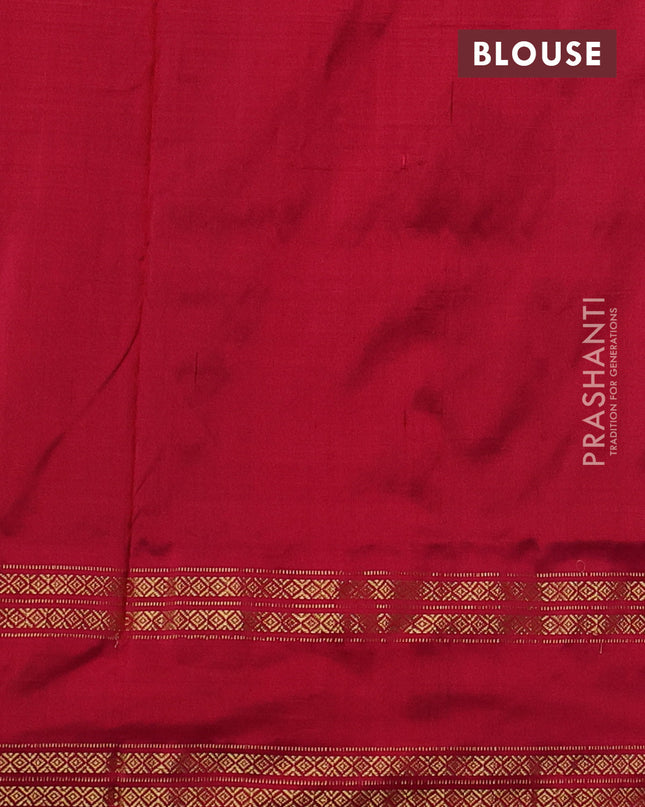 Pochampally silk saree green and pink with thread woven buttas and zari woven ikat border