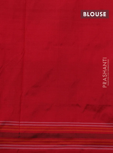 Pochampally silk saree multi colour and red with allover ikat weaves and rettapet border