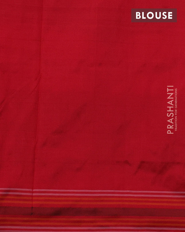 Pochampally silk saree multi colour and red with allover ikat weaves and rettapet border