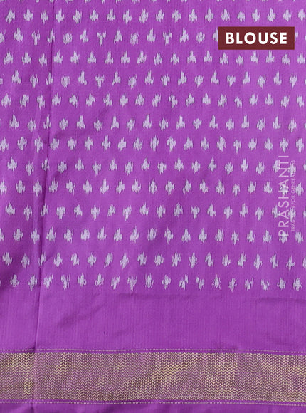 Pochampally silk saree purple and cream with allover ikat weaves and long ikat woven zari border