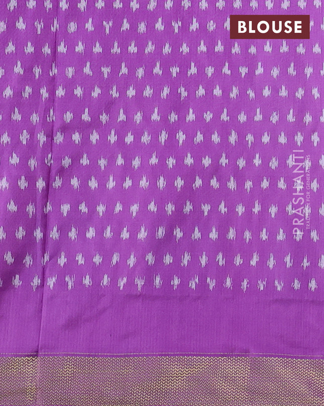 Pochampally silk saree purple and cream with allover ikat weaves and long ikat woven zari border