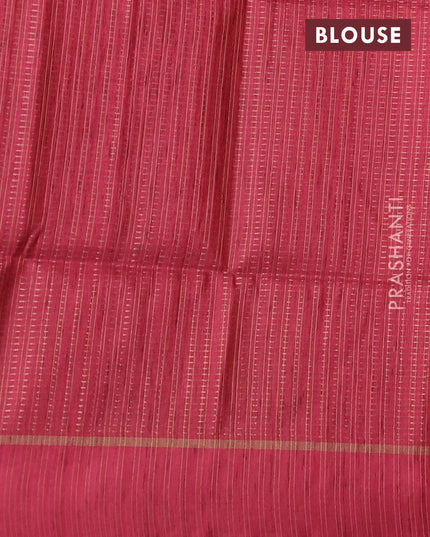 Semi tussar saree orange and pink with allover zari weaves and rettapet zari woven border