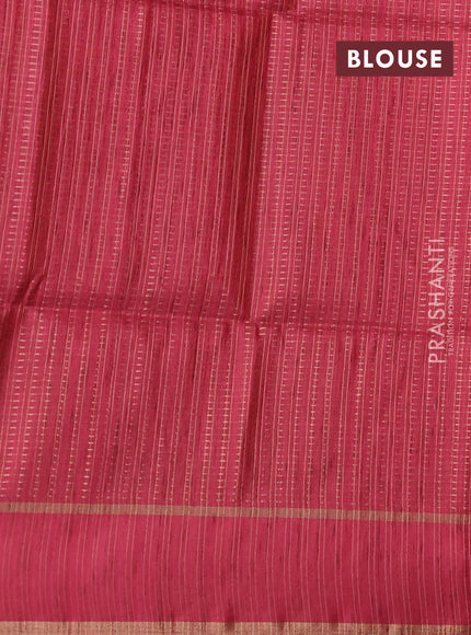 Semi tussar saree orange and pink with allover zari weaves and rettapet zari woven border