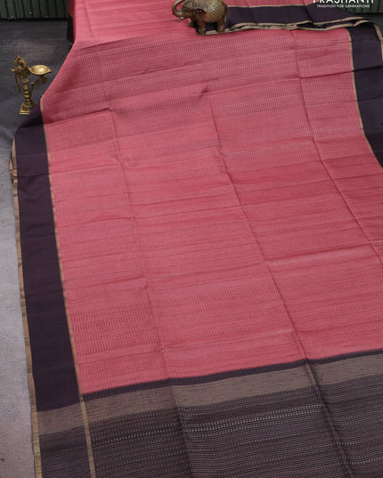 Semi tussar saree mauve pink and coffee brown with allover zari weaves and rettapet zari woven border