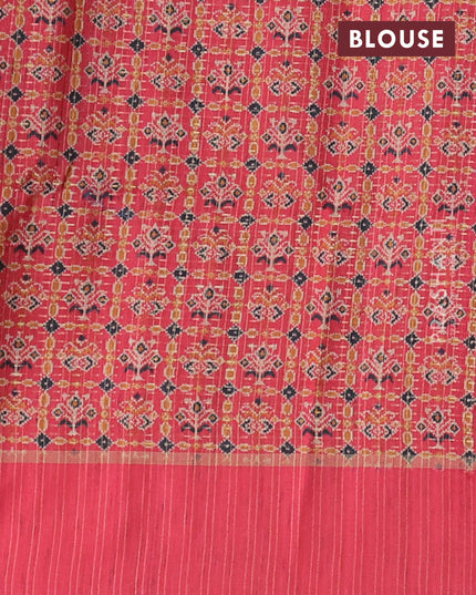 Semi tussar saree black and red with allover zari weaves and rettapet zari woven border