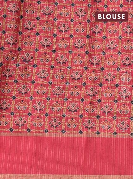 Semi tussar saree black and red with allover zari weaves and rettapet zari woven border