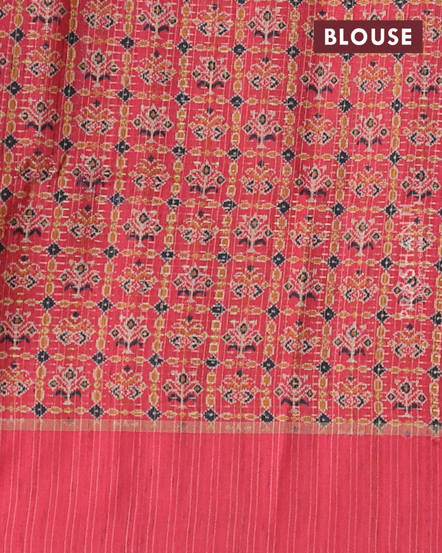 Semi tussar saree black and red with allover zari weaves and rettapet zari woven border