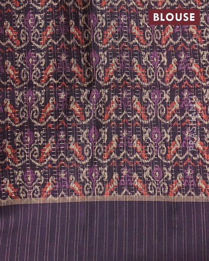 Semi tussar saree rust shade and deep purple with allover zari weaves and rettapet zai woven border