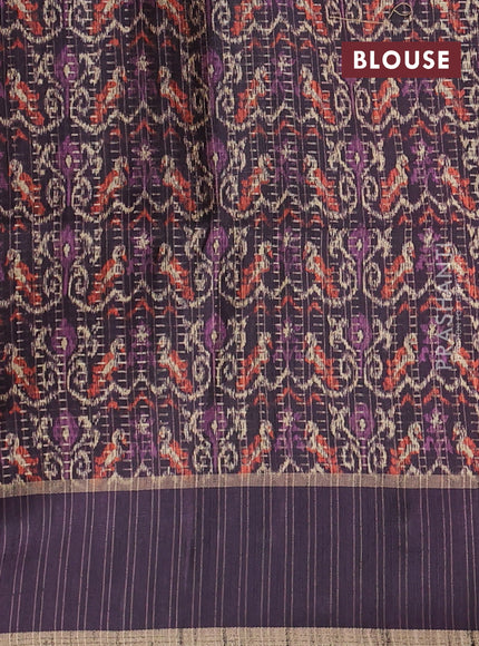 Semi tussar saree rust shade and deep purple with allover zari weaves and rettapet zai woven border