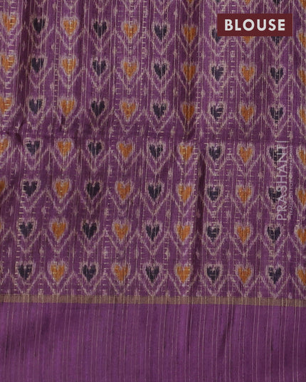 Semi tussar saree deep purple and purple with allover zari weaves and rettapet zari woven border