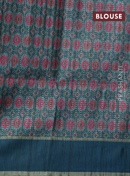 Semi tussar saree purple and peacock green with allover zari weaves and rettapet zari woven border
