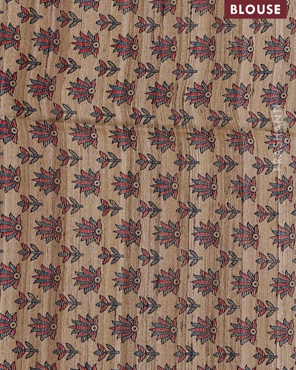 Pure dupion silk saree mustard yellow and beige with plain body and madhubani printed pallu