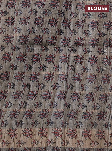 Pure dupion silk saree black and beige with allover zari woven checked pattern and madhubani printed pallu