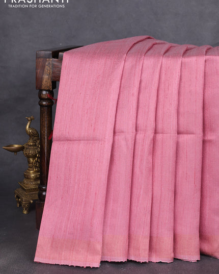 Pure dupion silk saree dark peach pink and multi colour with plain body and concept printed pallu
