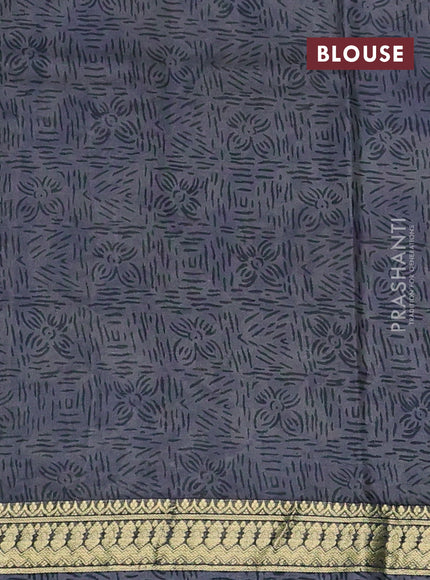Pure printed silk saree coffee brown and grey with allover kalamkari prints and zari woven border