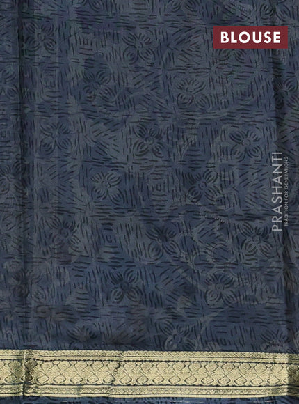 Pure printed silk saree mustard yellow and grey with allover kalamkari prints and zari woven border
