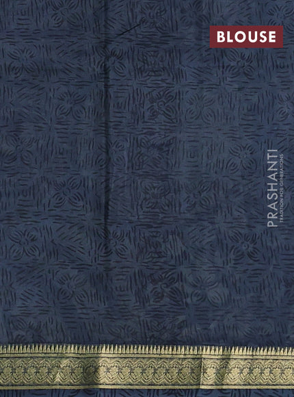 Pure printed silk saree dark grey with allover kalamkari prints and zari woven border