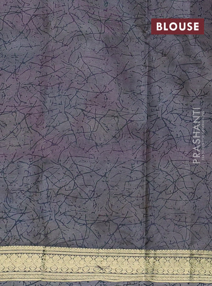 Pure printed silk saree pink and grey with allover kalamkari prints and zari woven border