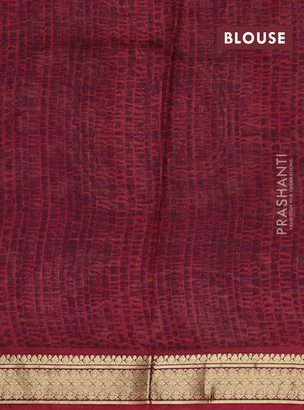 Pure printed silk saree brown and maroon with allover kalamkari prints and zari woven border