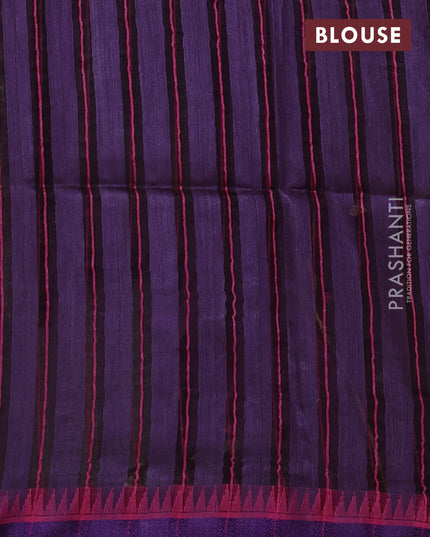 Munga tussar silk saree purple and pink with thread woven geomatric buttas and organza pallu