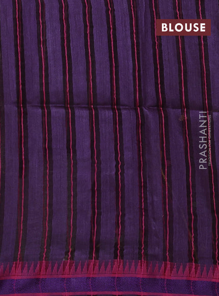 Munga tussar silk saree purple and pink with thread woven geomatric buttas and organza pallu