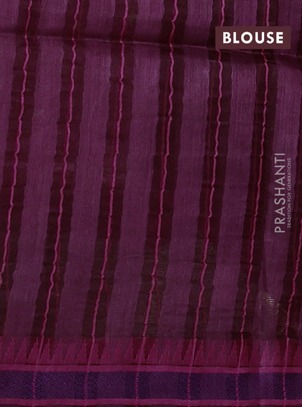 Munga tussar silk saree wine shade and pink with thread woven geomatric buttas and organza pallu