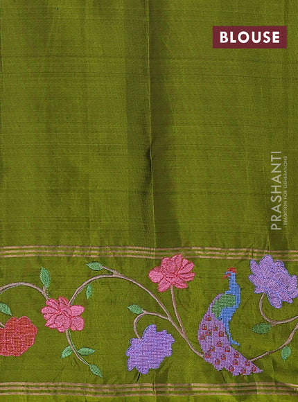Pure soft silk saree wine shade and mehendi green with allover zari weaves and zari woven embroidery border