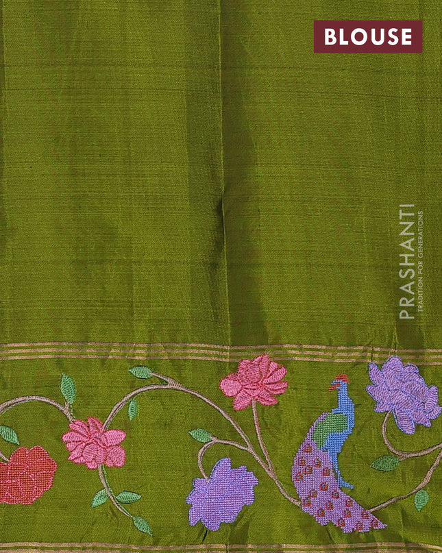 Pure soft silk saree wine shade and mehendi green with allover zari weaves and zari woven embroidery border