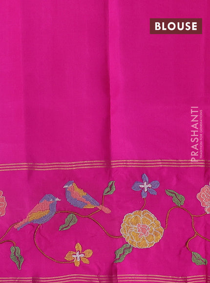Pure soft silk saree dual shade of pinkish orange and pink with zari woven buttas and zari woven embroidery border