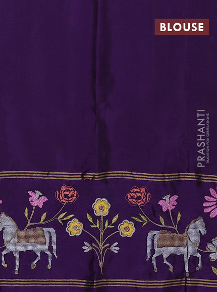 Pure soft silk saree grey and purple with zari woven buttas and zari woven embroidery border