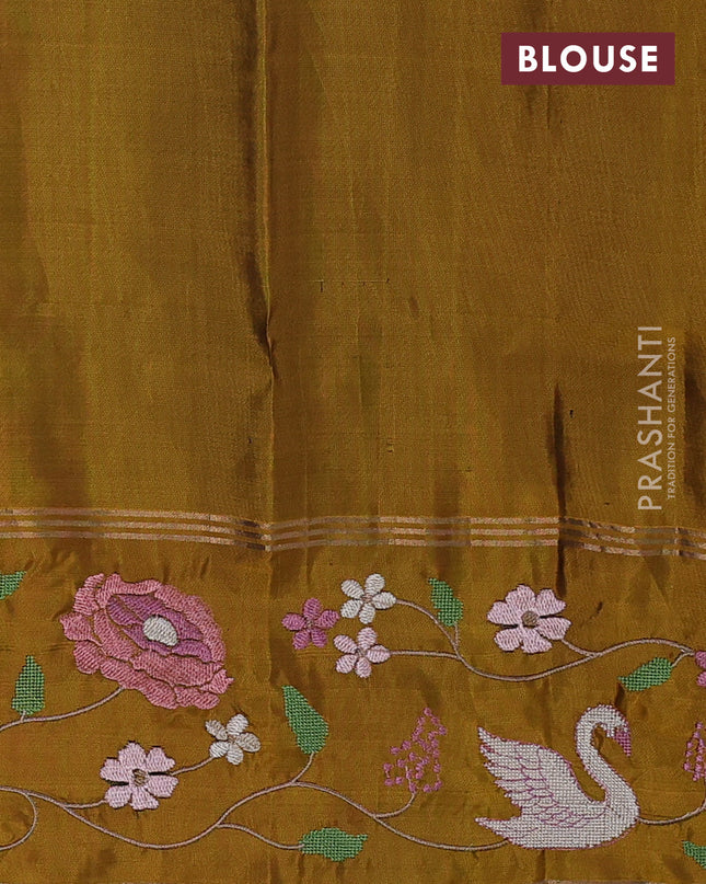 Pure soft silk saree deep maroon and dark mustard with allover zari weaves and zari woven embroidery border