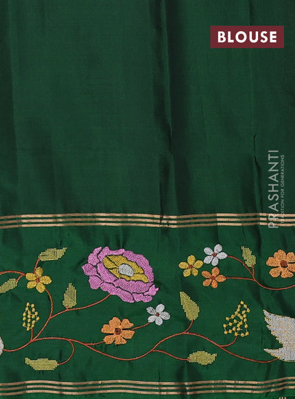 Pure soft silk saree purple shade and green with allover zari weaves and zari woven embroidery border