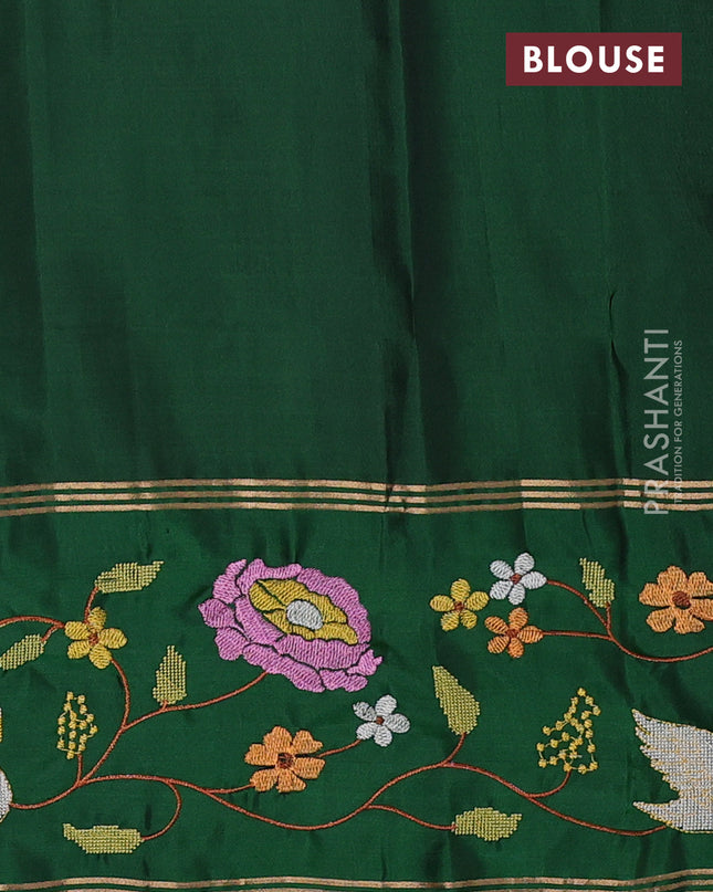Pure soft silk saree purple shade and green with allover zari weaves and zari woven embroidery border