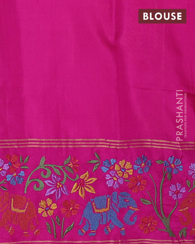 Pure soft silk saree dual shade of mango yellow and pink with zari woven buttas and zari woven embroidery border