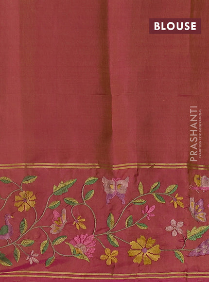 Pure soft silk saree cream and dual shade of pink with allover zari woven buttas and zari woven embroidery border