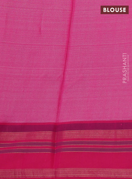 Pure tussar silk saree beige and pink with allover floral prints and temple design rettapet zari woven border