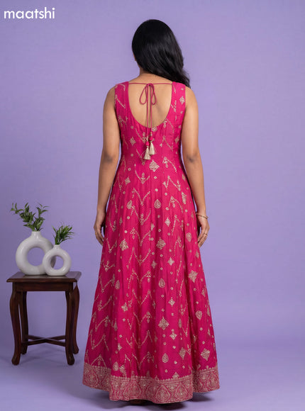 Pink Raw Silk With Allover Sequin Work Neck Pattern Party Wear
