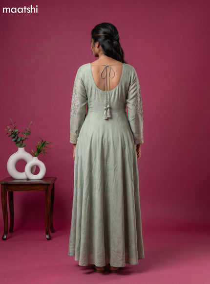 Pastel Green Tissue Printed & Embroidery Work Party Wear