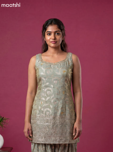 Mint Green Tissue Party Wear With Allover Zari Weaves Suit