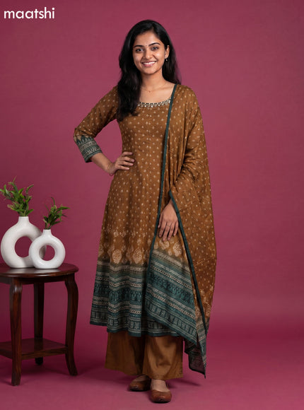 Dark Mustard Crepe Silk Embroidery Work Anarkali Suit