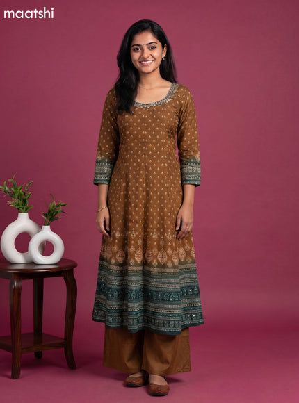 Dark Mustard Crepe Silk Embroidery Work Anarkali Suit