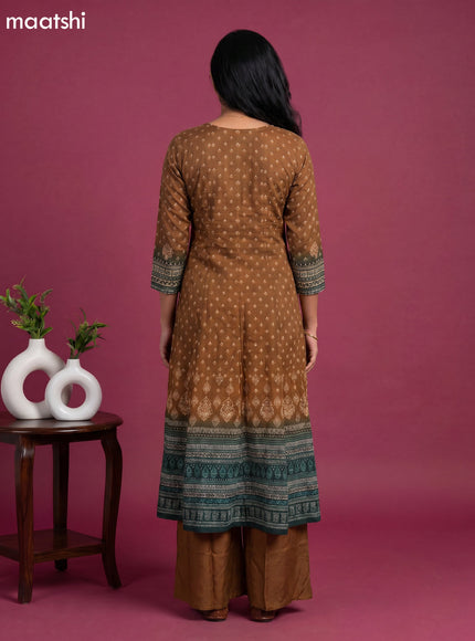 Dark Mustard Crepe Silk Embroidery Work Anarkali Suit