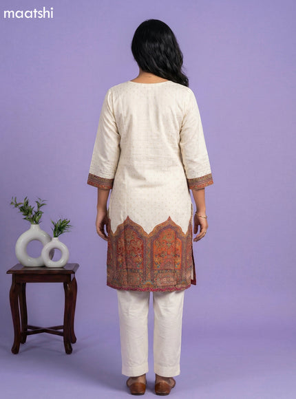 Cream Banarasi Silk Position Prints Straight Suit