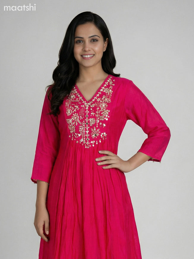 Pink Chanderi Embroidery Work Anarkali Suit